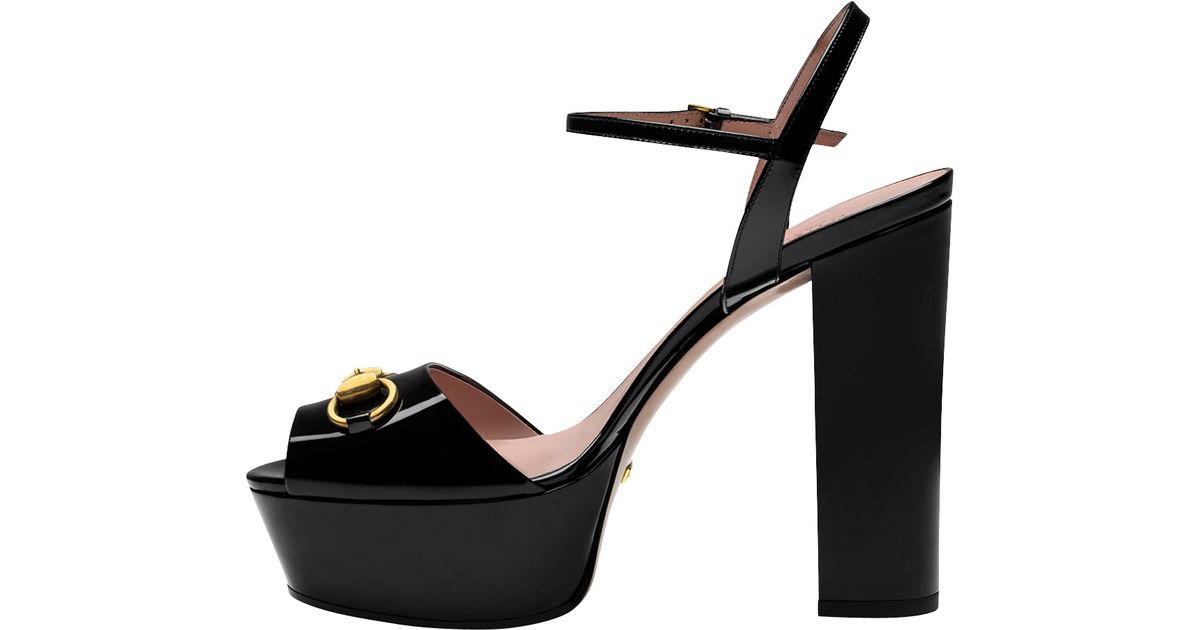Gucci Claudie Patent Platform Sandal in 