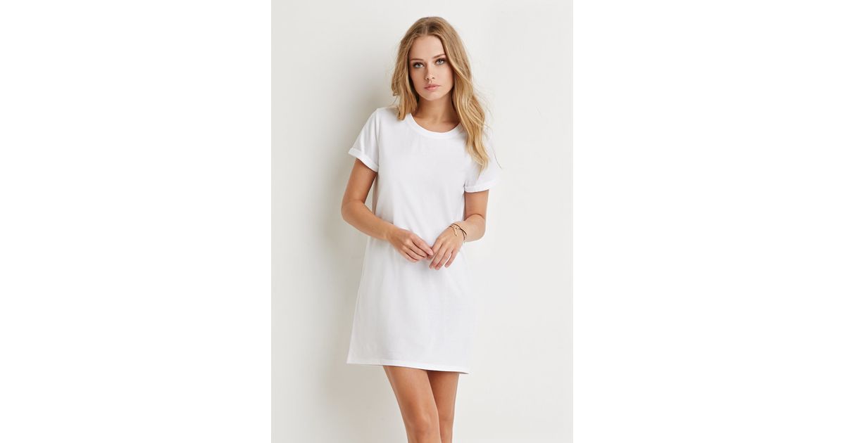 Cotton T-shirt Dress in White 