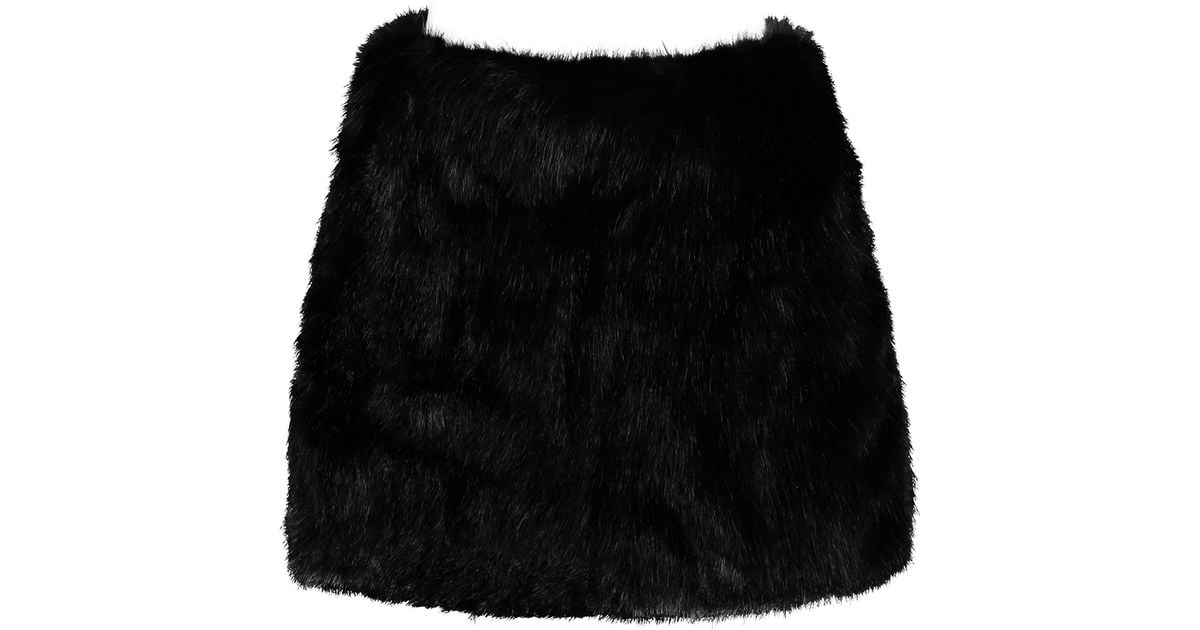 By Sun Black Faux Fur Mini Skirt - Lyst