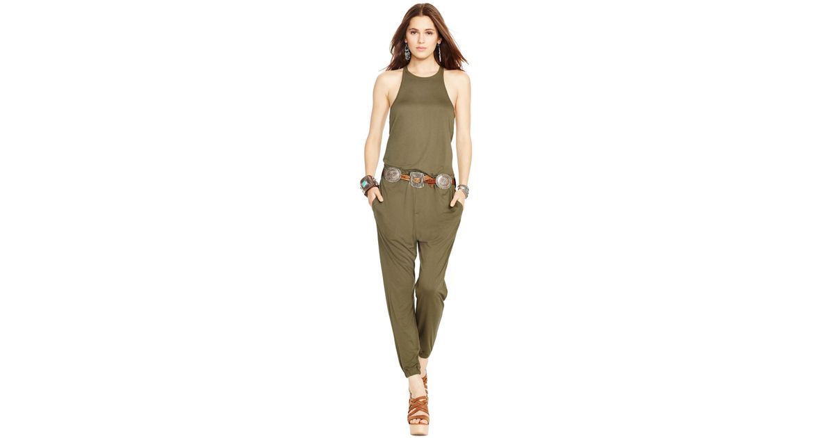 olive green polo jumpsuit