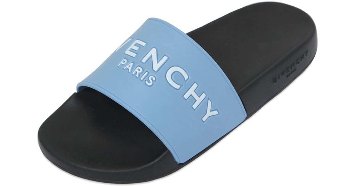 Givenchy 20mm Logo Embossed Slide Sandals in Blue | Lyst