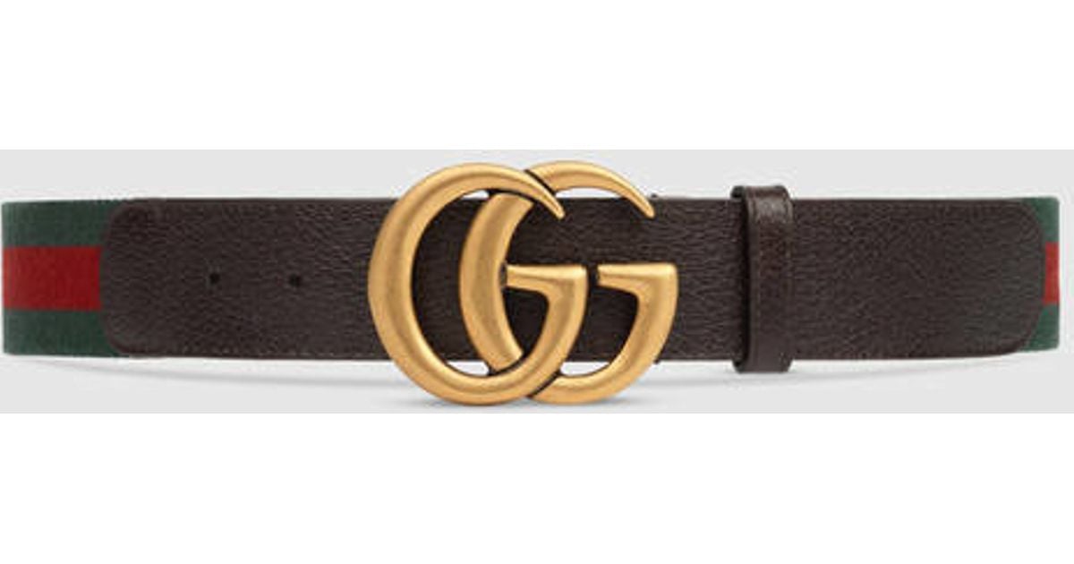 Gucci Canvas Web Belt With Double G Buckle in Green - Lyst