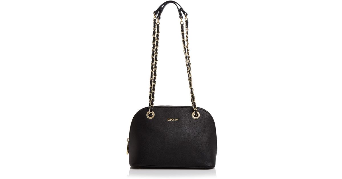 DKNY Leather Bryant Park Saffiano Small Round Crossbody in Black Lyst UK