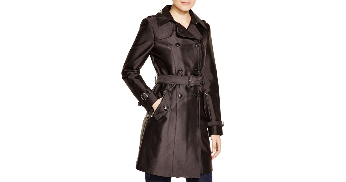 Calvin Klein Satin Trench Coat in Black Lyst