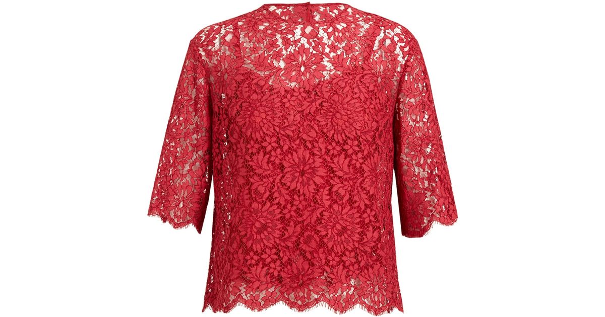 Dolce & Gabbana Floral Lace Top in Red - Lyst