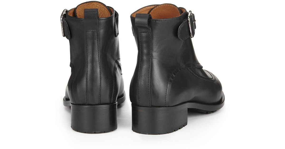 Whistles Quin Leather Zip Front Track Sole Ankle Boots In Black Lyst