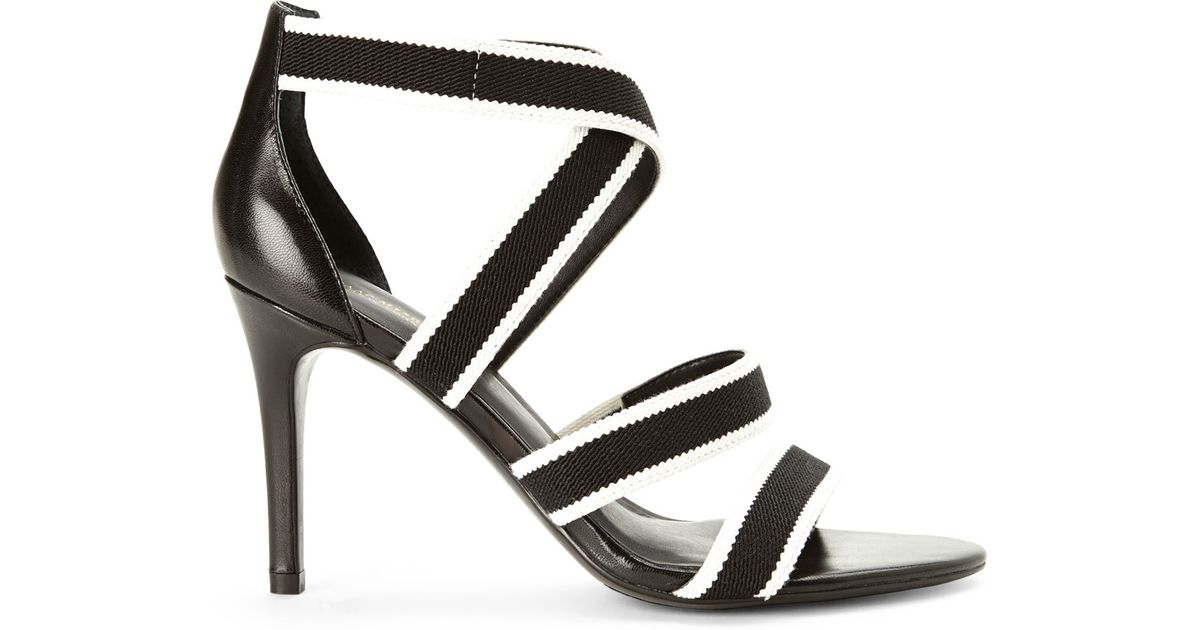 black and white strappy sandals