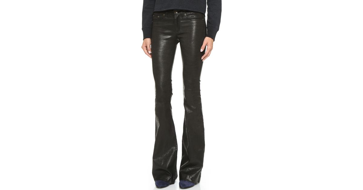 Rag & Bone The Leather Bell Pants in Washed Black (Black) - Lyst