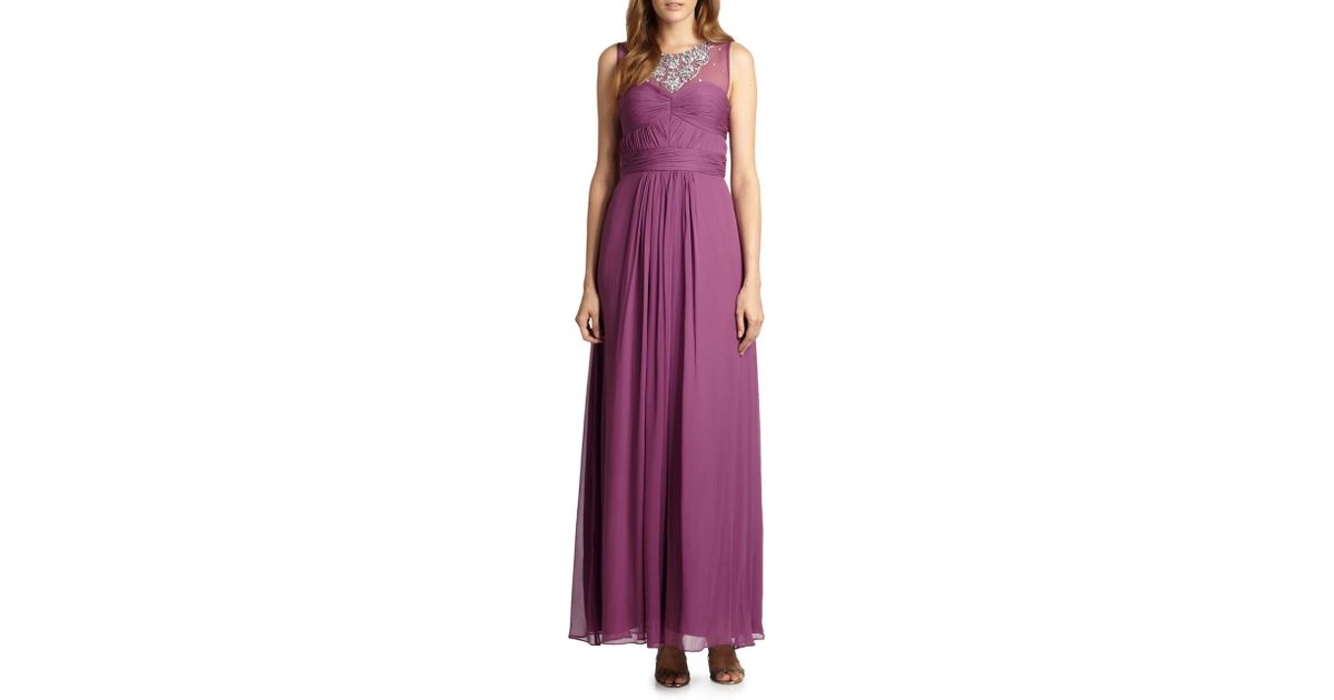 aidan mattox niteline silk gown