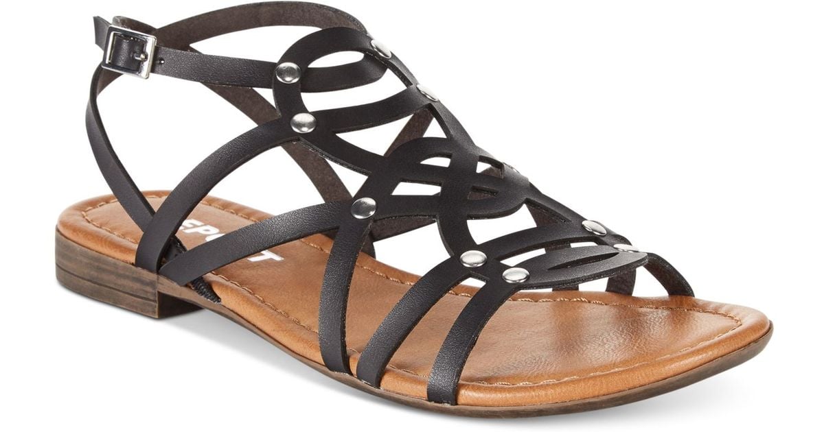 report black flat sandals