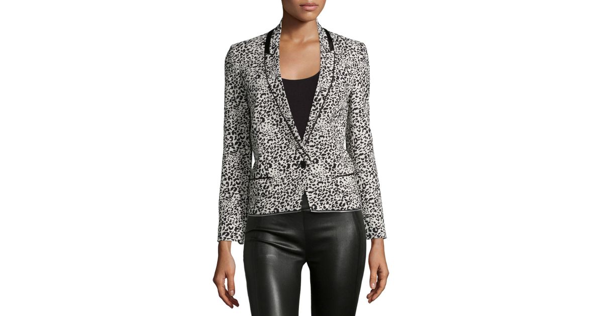 zadig voltaire leopard jacquard blazer in gray lyst zadig voltaire leopard jacquard blazer in gray lyst