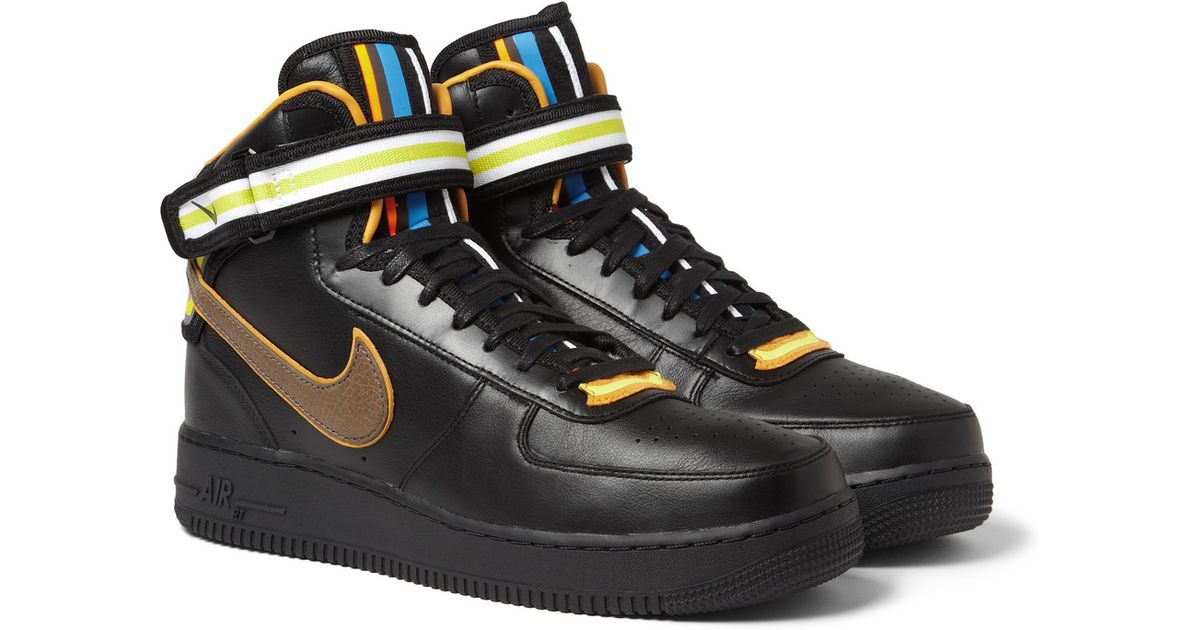Nike Riccardo Tisci Air Force 1 Leather Mid Top Sneakers in Black ...