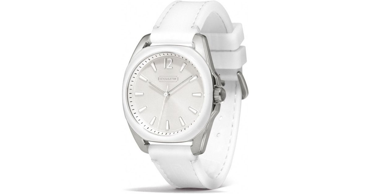 COACH Teagan Stainless Steel and Silicon Rubber Strap Watch in White Lyst