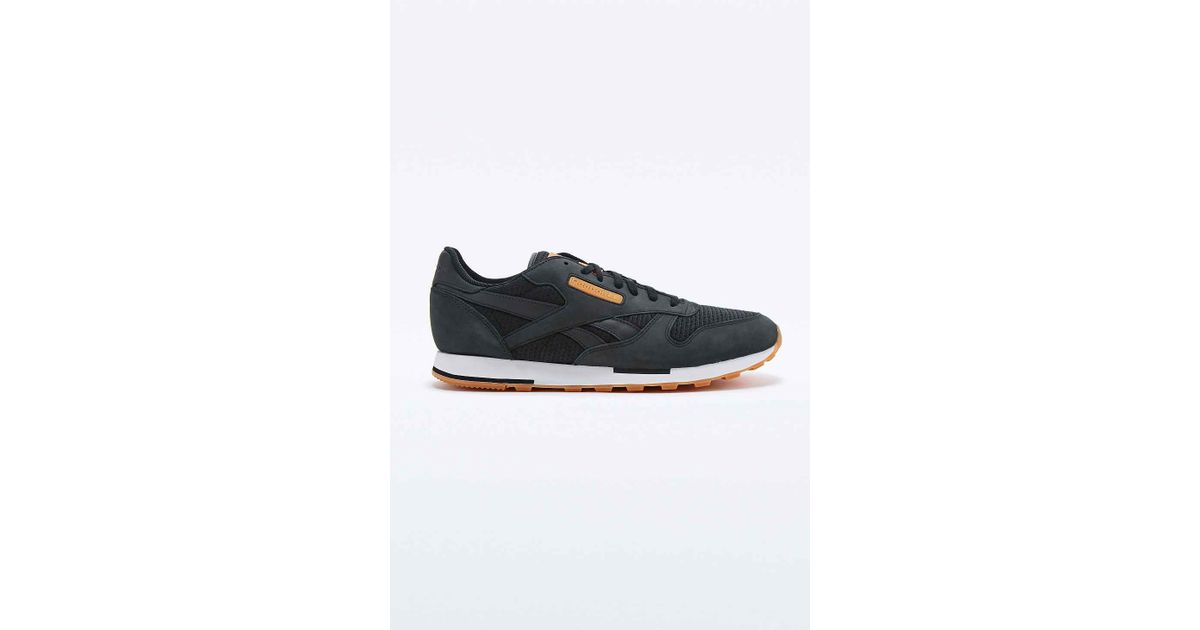 reebok classic leather utility woven trainers in black