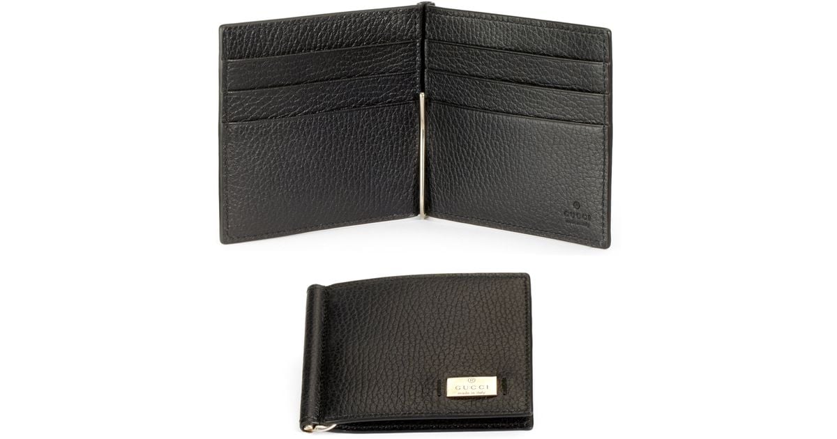 Gucci Leather Money Clip Wallet in Black for Men - Lyst