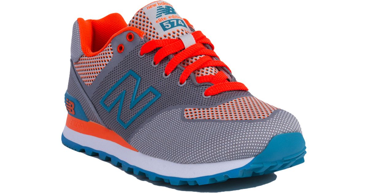 New Balance Woven 574 Sneakers - Grey/orange/blue - Lyst