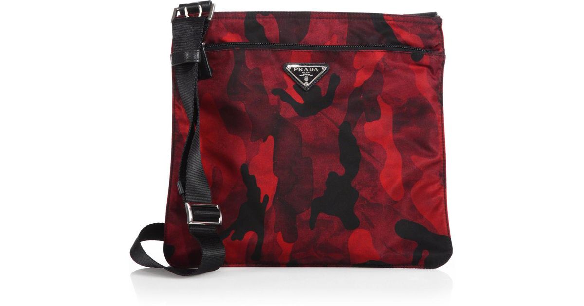 Prada Tessuto Camouflage Small Crossbody Bag in Bordeaux-Red (Red) | Lyst