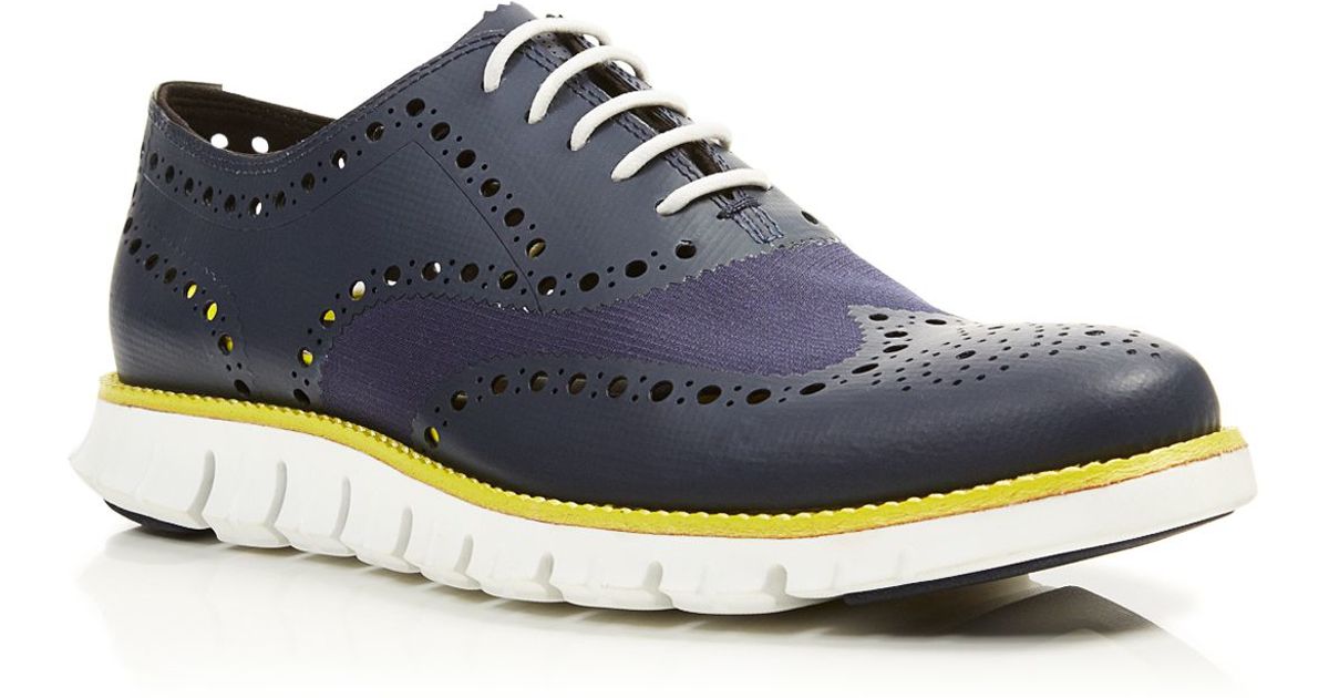 Cole Haan Zerogrand Wingtip Oxfords in Blue for Men - Lyst
