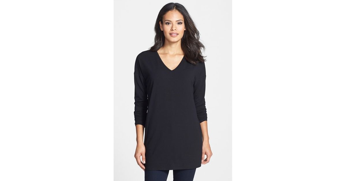 eileen fisher v neck jersey tee