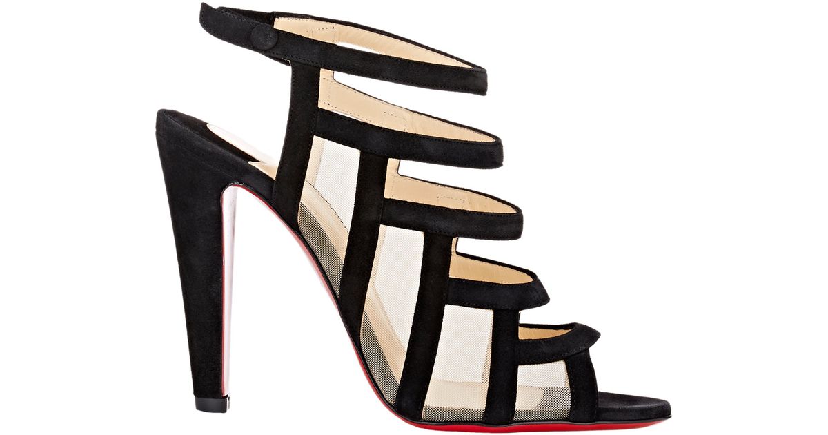 Christian louboutin Nicobar Caged Sandals in Black | Lyst