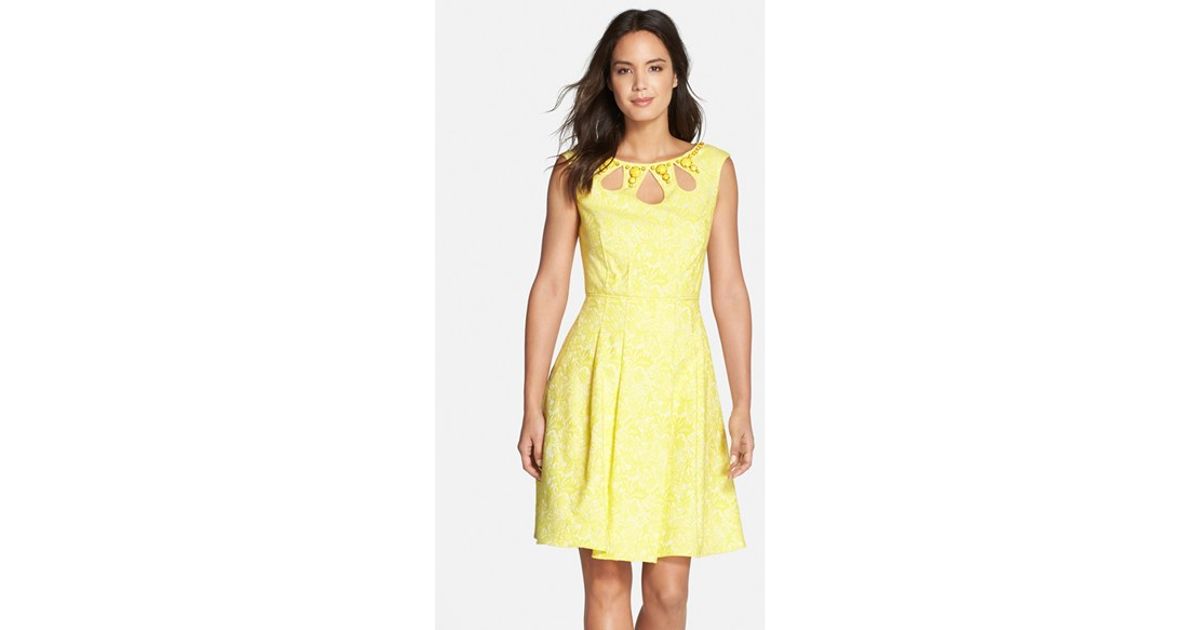 adrianna papell yellow dress