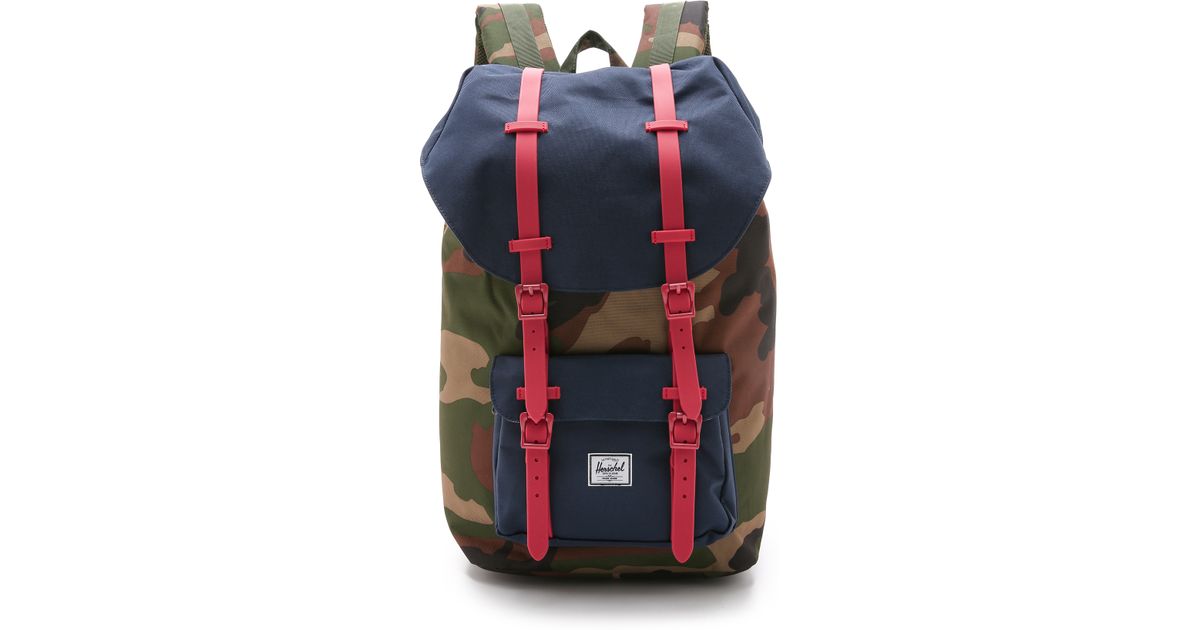 herschel backpack camo blue red