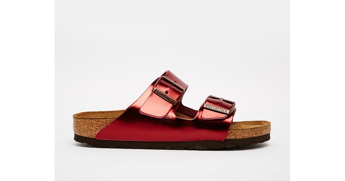 red metallic birkenstocks