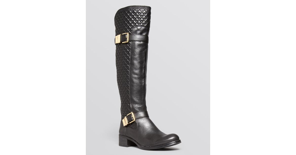 vince camuto black quilted boots