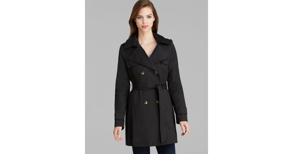 dkny black hooded mac