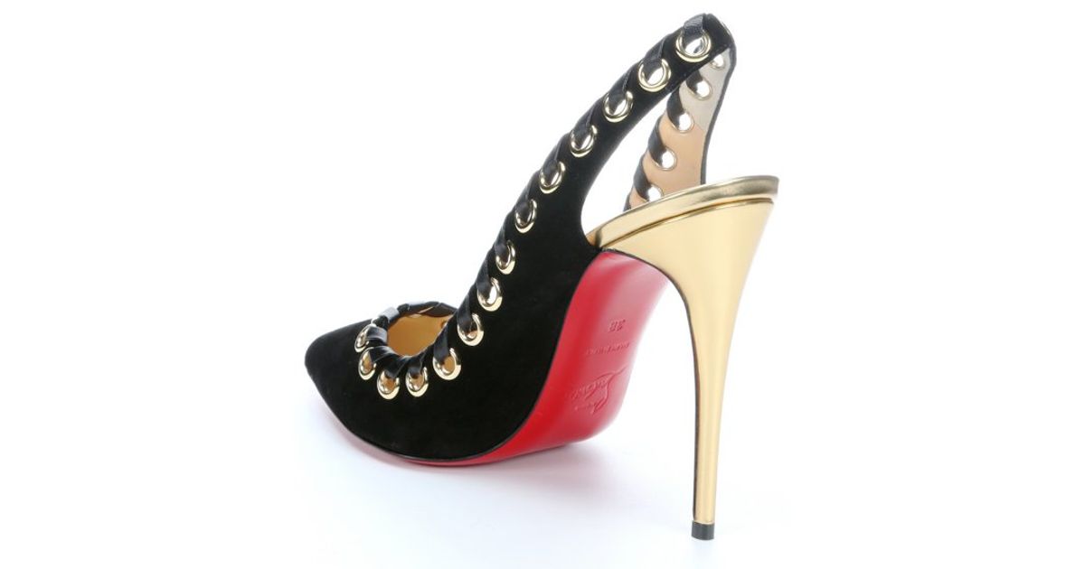 Christian louboutin Black Suede Whipstitch \u0026#39;ostri Sling 100 ...