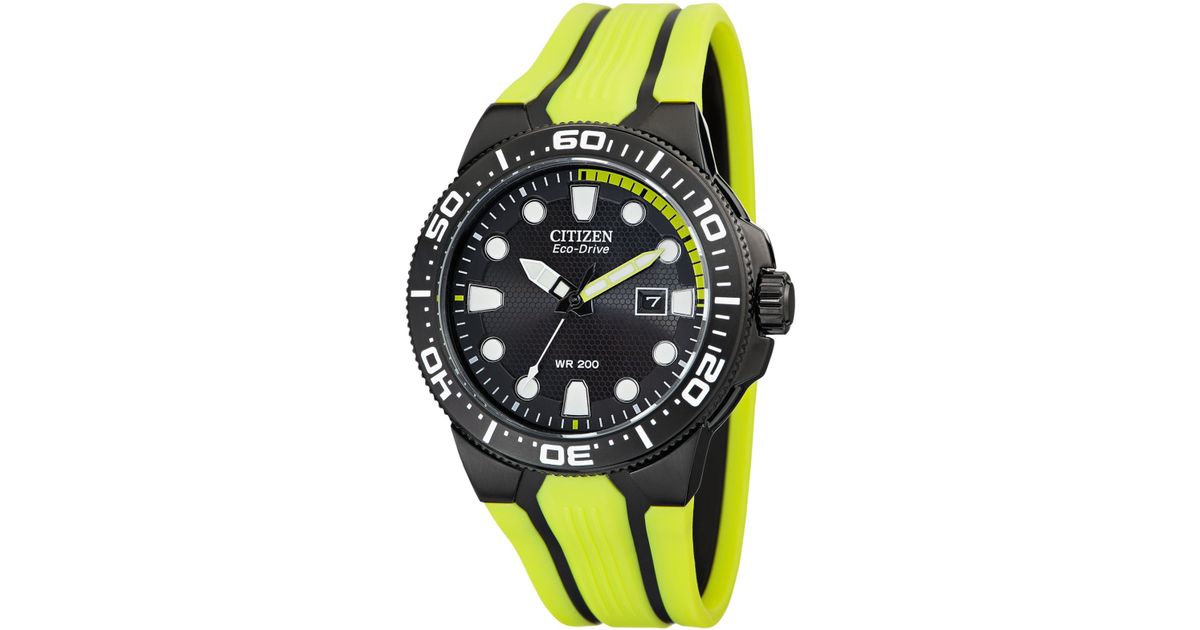 Citizen Men'S Eco-Drive Scuba Fin Yellow Rubber Strap Watch 46Mm Bn0095-16E in Black for Men - Lyst