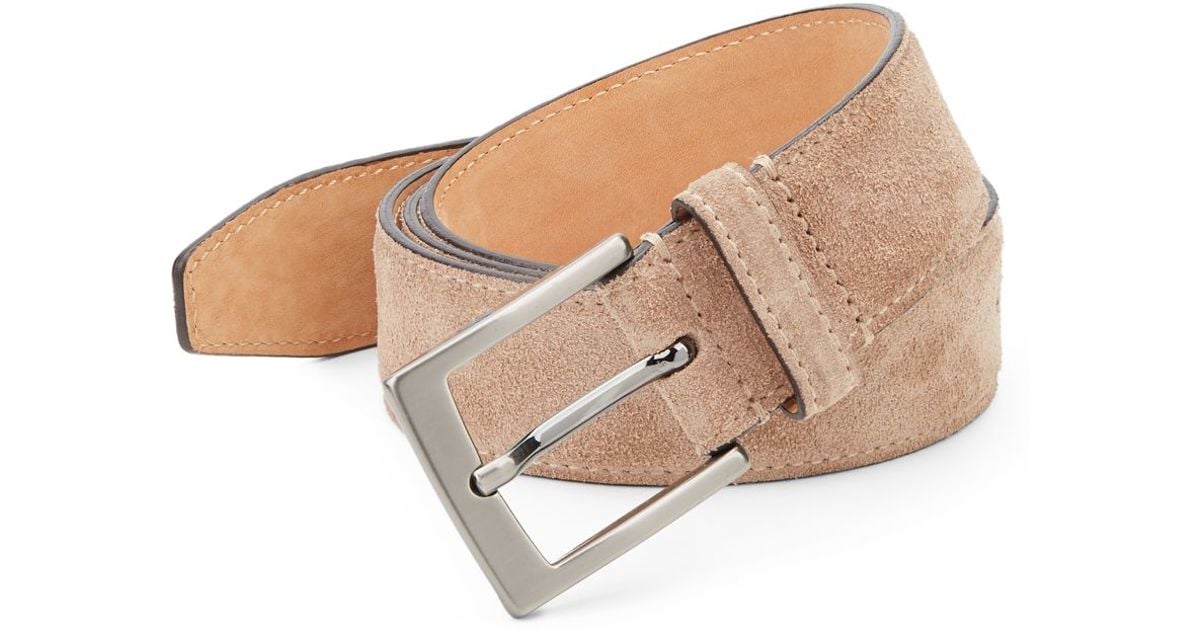 Saks Fifth Avenue Suede Belt in Taupe (Brown) for Men Lyst