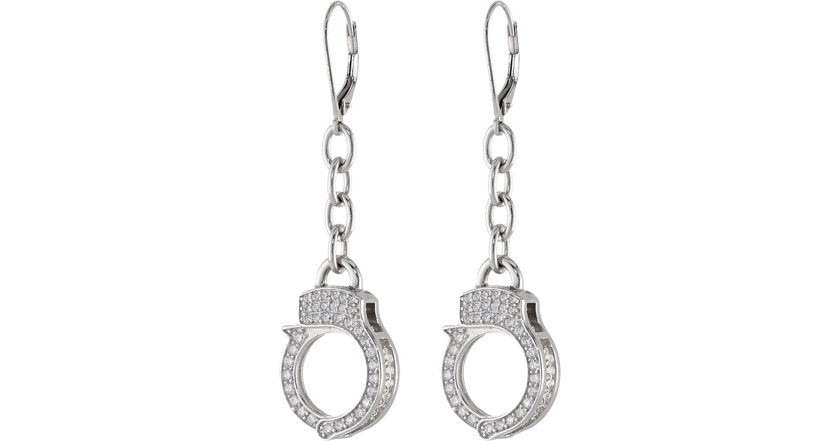 Lyst King Baby Studio Handcuff Earrings Pave Cz In Metallic