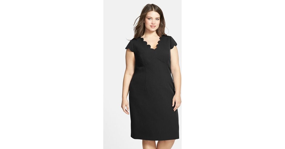 adrianna papell scalloped dress