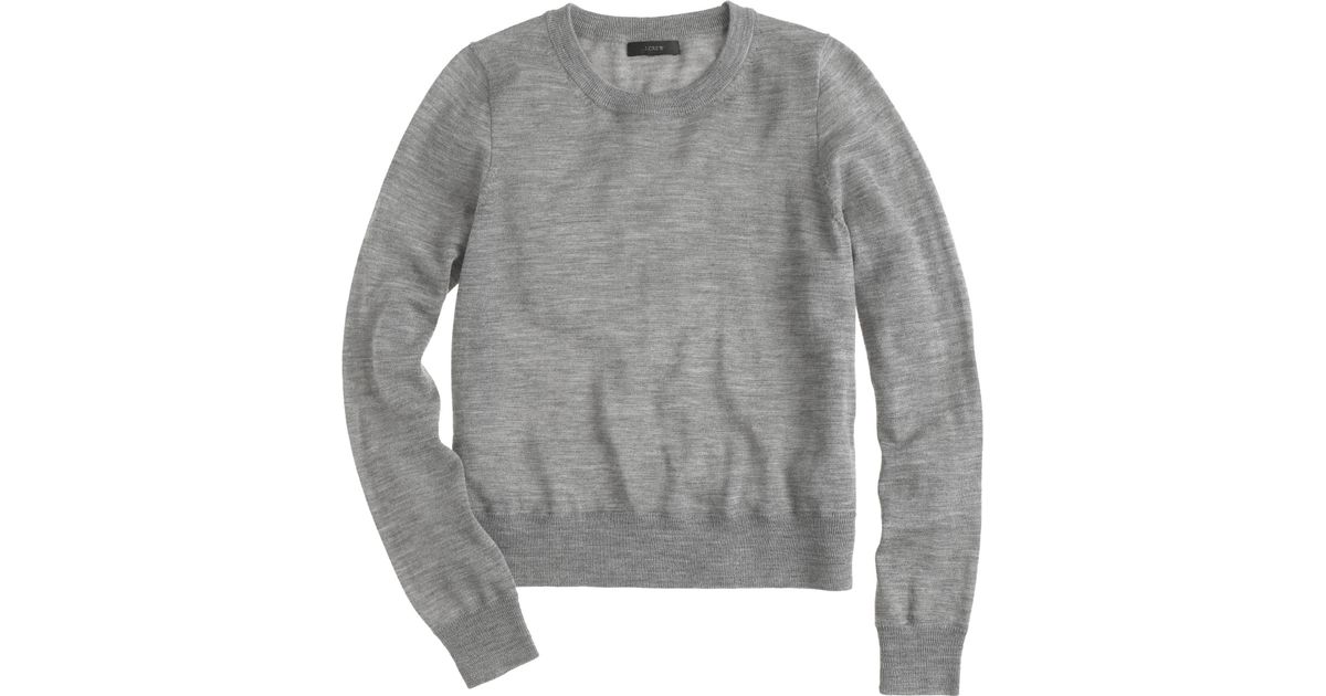 J Crew Merino Wool Crewneck Sweater In Gray Lyst