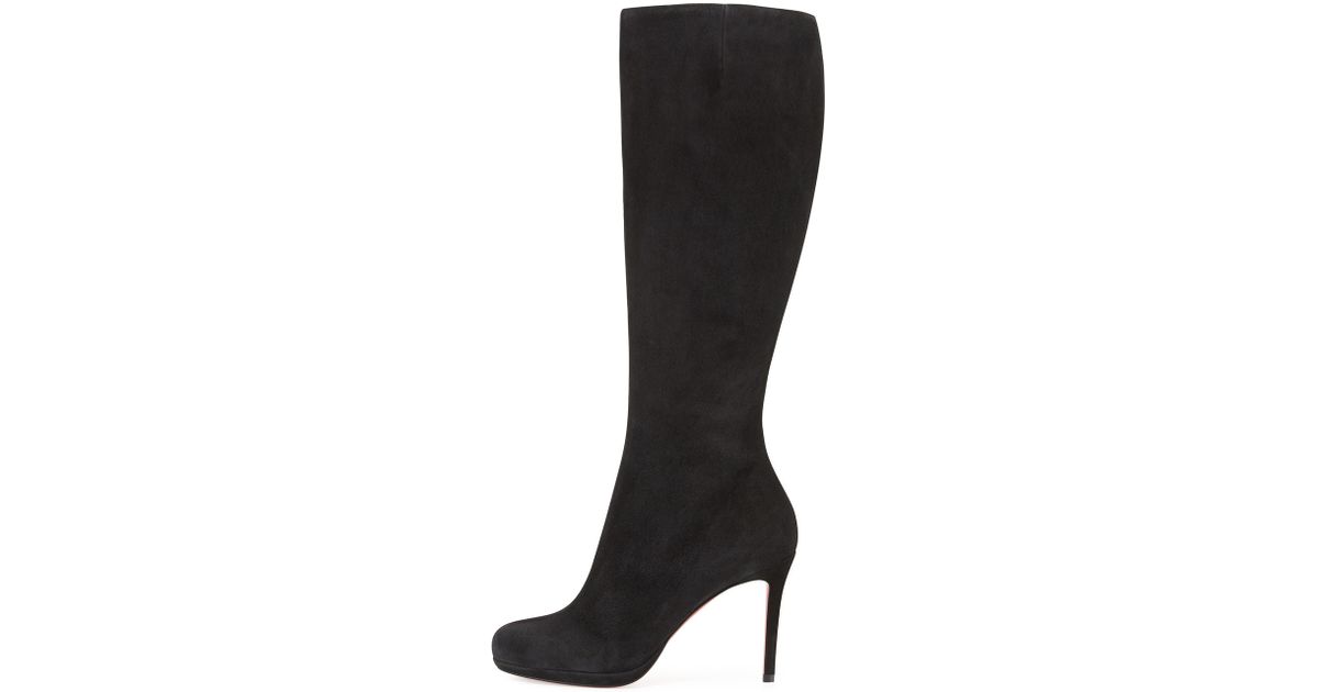 Christian louboutin Botalili Suede Round-toe Red Sole Knee Boot in ...