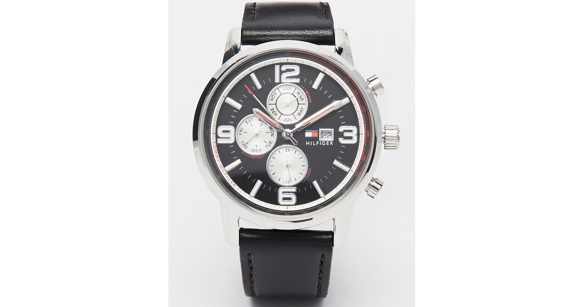 Tommy Hilfiger Gabe Leather Strap Watch 1710335 in Black (Metallic) for Men  - Lyst