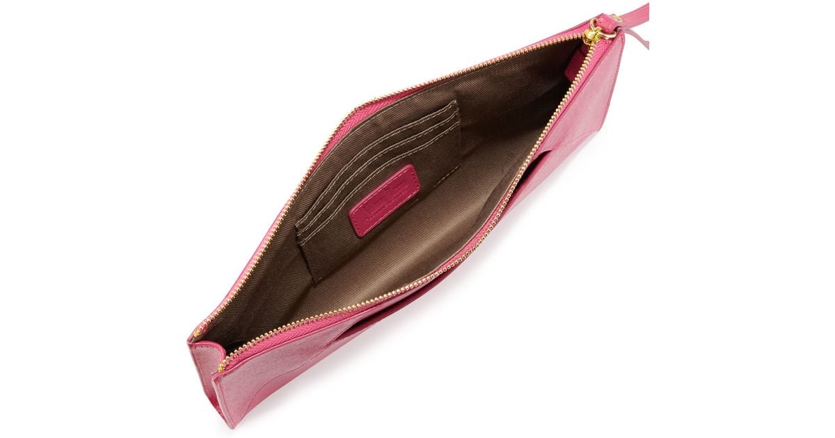Lyst - Neiman Marcus Saffiano Leather Travel Clutch Bag in Pink