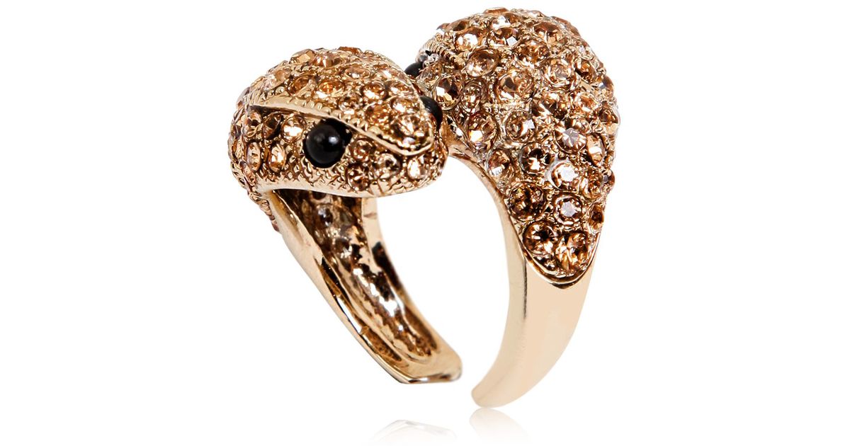 Roberto Cavalli Embellished Snake Ring in Metallic | Lyst