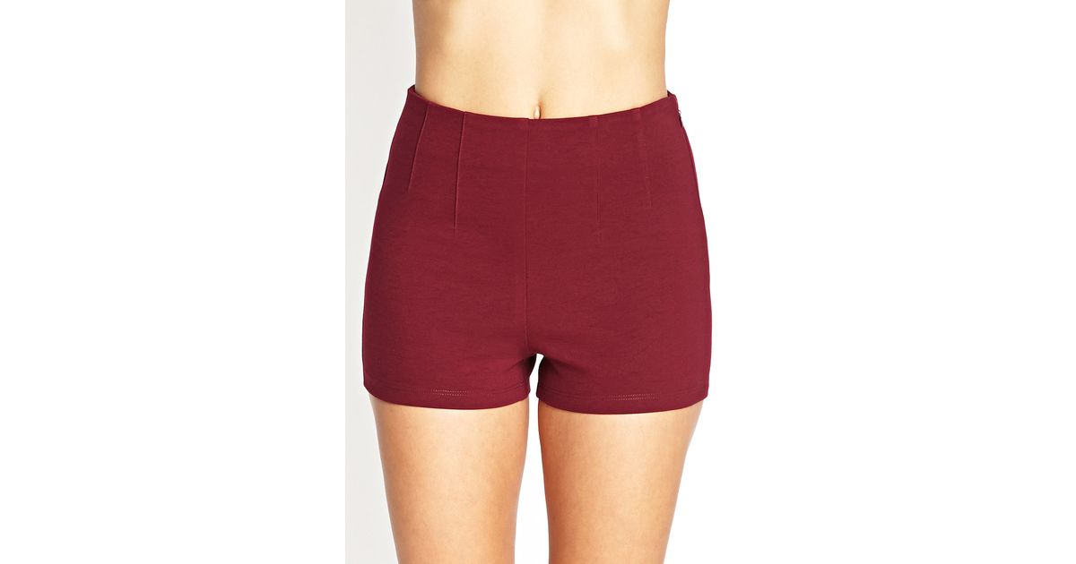 maroon high waisted shorts