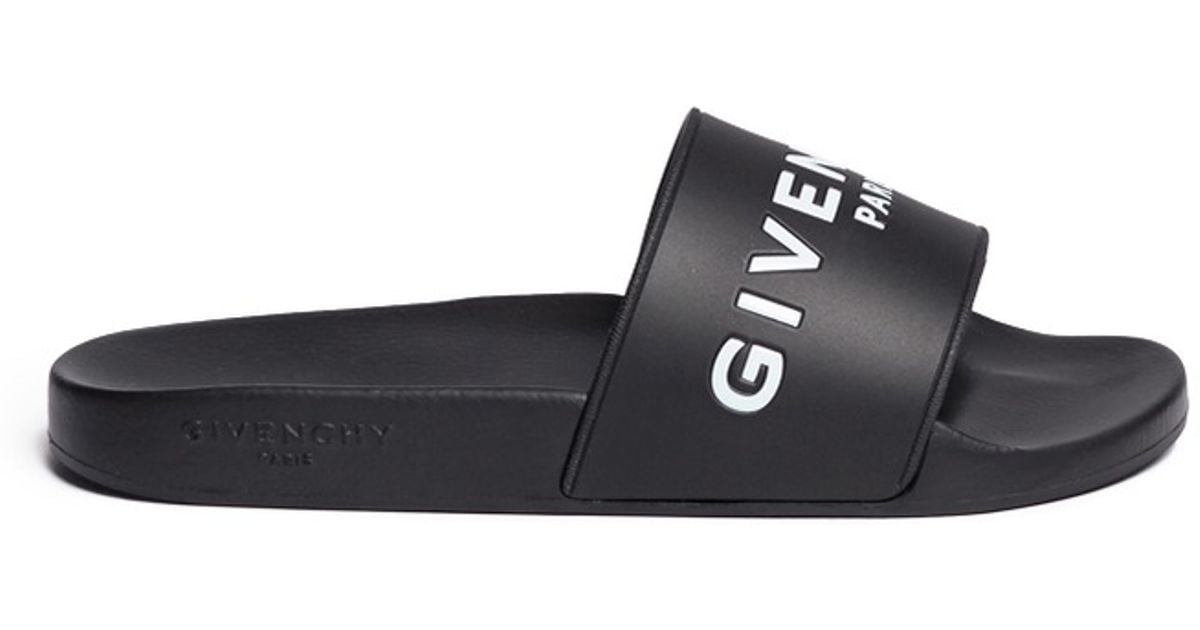 Givenchy Logo Rubber Slides in Black - Lyst