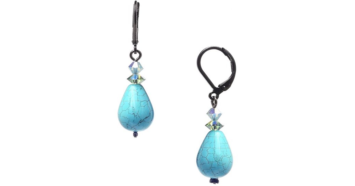 Lyst Dabby Reid Annie Crystal Mix Drop Earrings Turquoise In Blue