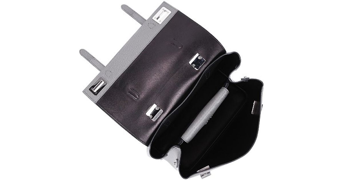 Prada Saffiano Cuir Leather Briefcase in Gray | Lyst