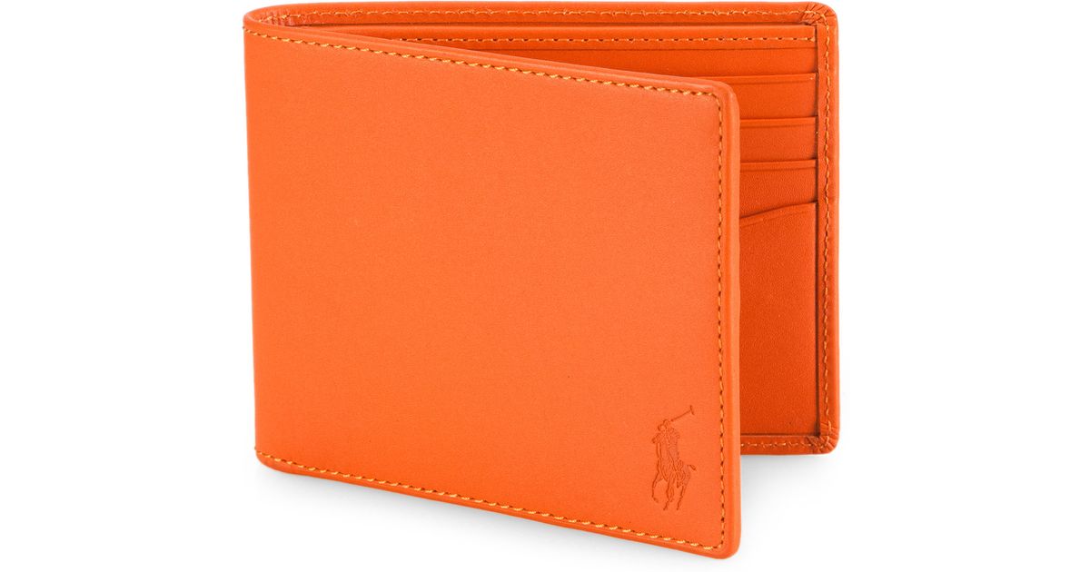 Polo Ralph Lauren Leather Billfold Wallet in Orange for Men | Lyst