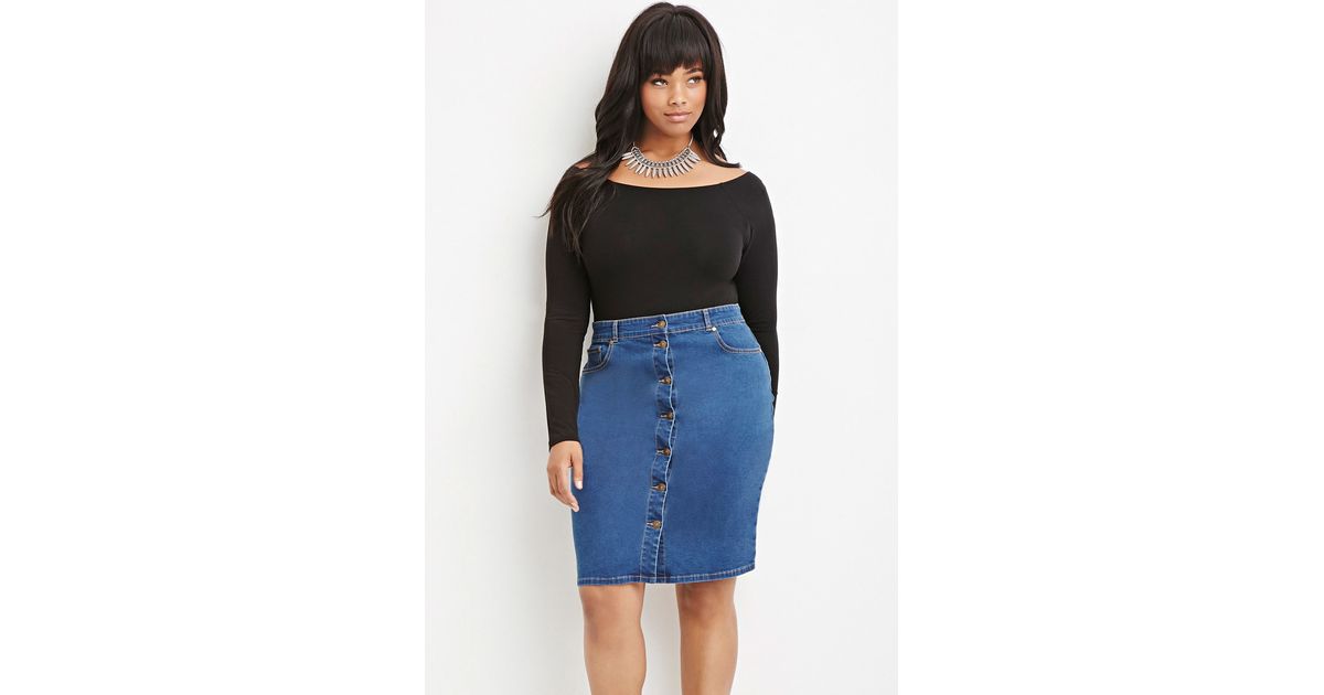 plus denim skirt