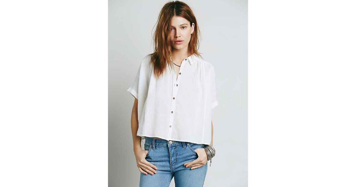 Short Sleeve Linen Crop Buttondown 