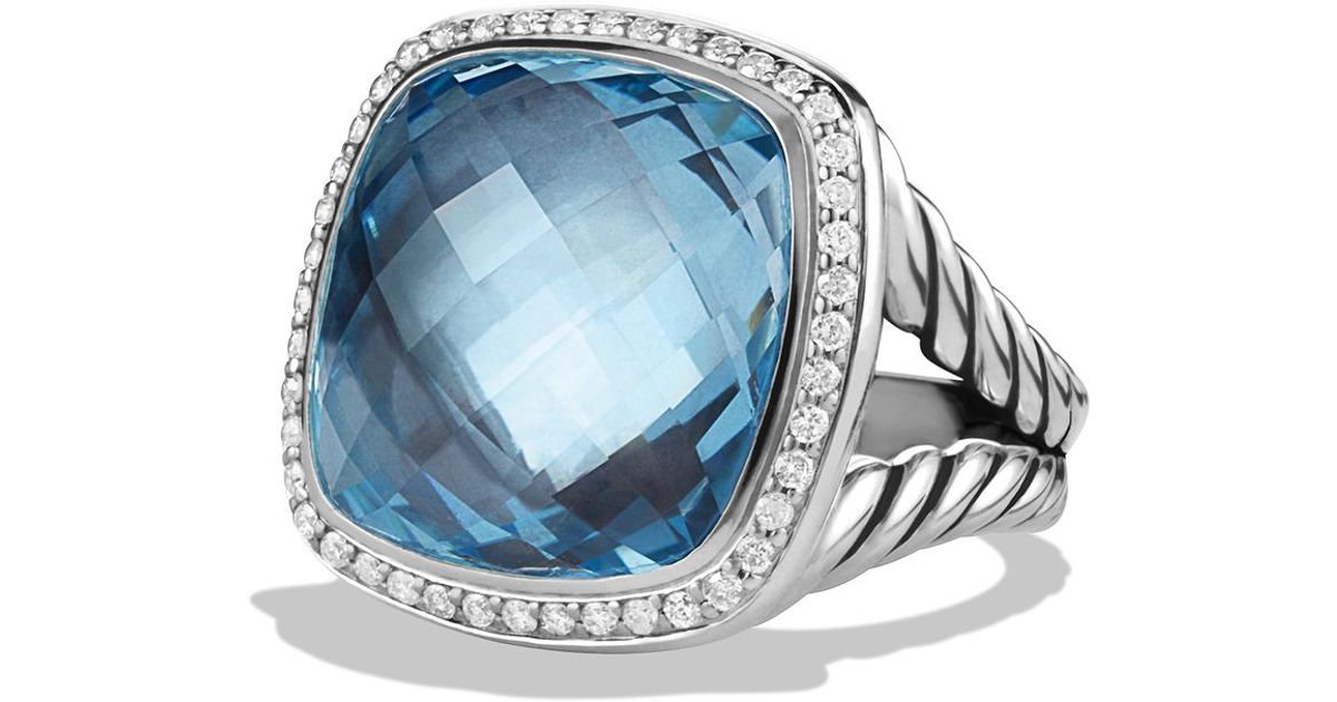 David Yurman Albion Ring With Blue Topaz And Diamonds - Lyst