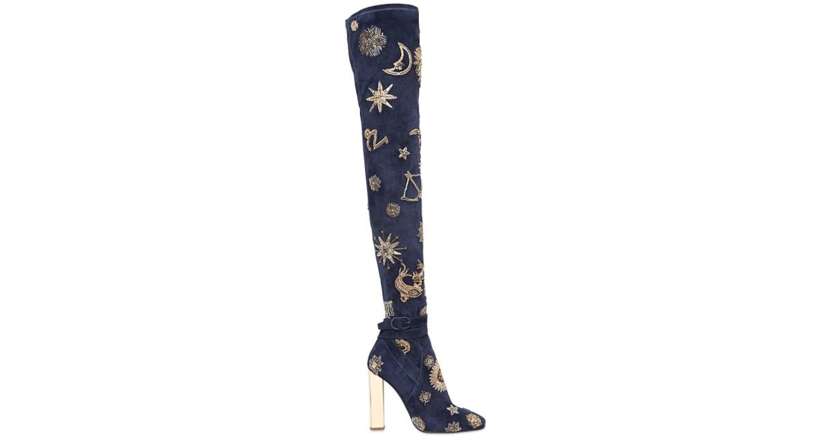 Emilio Pucci 110mm Zodiac Suede Over The Knee Boots in Blue | Lyst