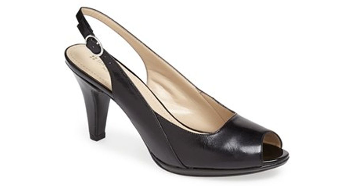 Naturalizer Leather 'ivy' Peep Toe Pump in Black - Lyst