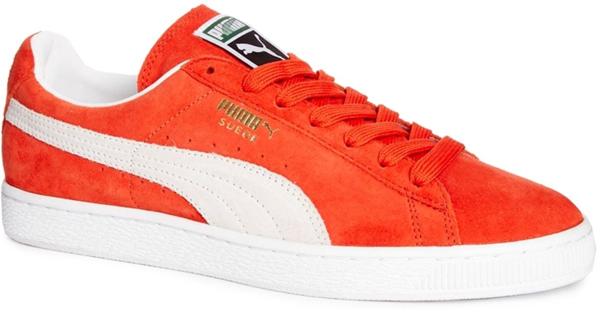PUMA Classic Suede Trainers in Tigerlily Orange for Men | Lyst